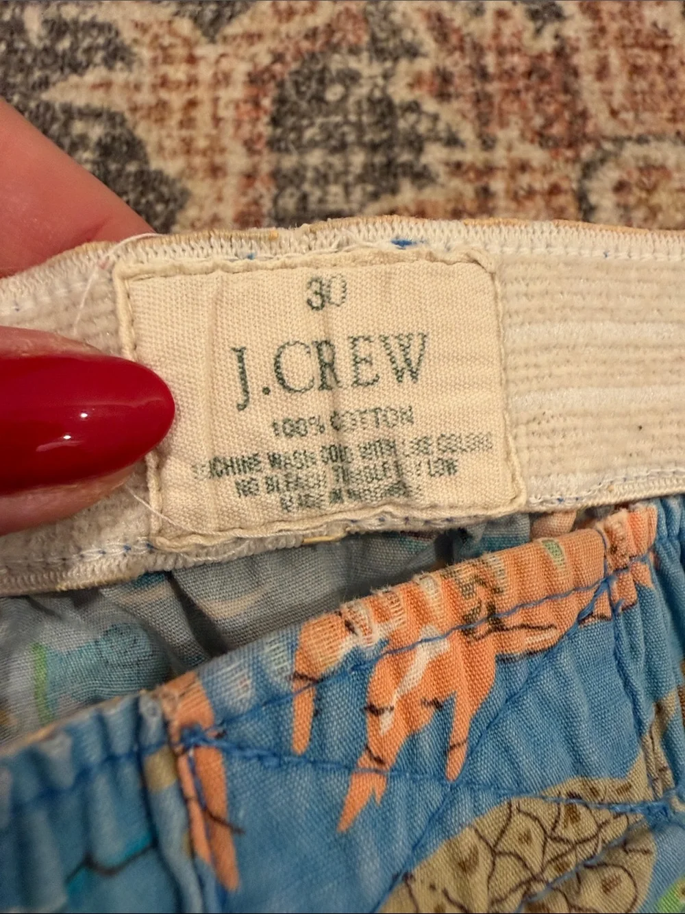 Vintage 90s J Crew, Blue Ocean Boxer Shorts, 100% Cotton, Size 30
